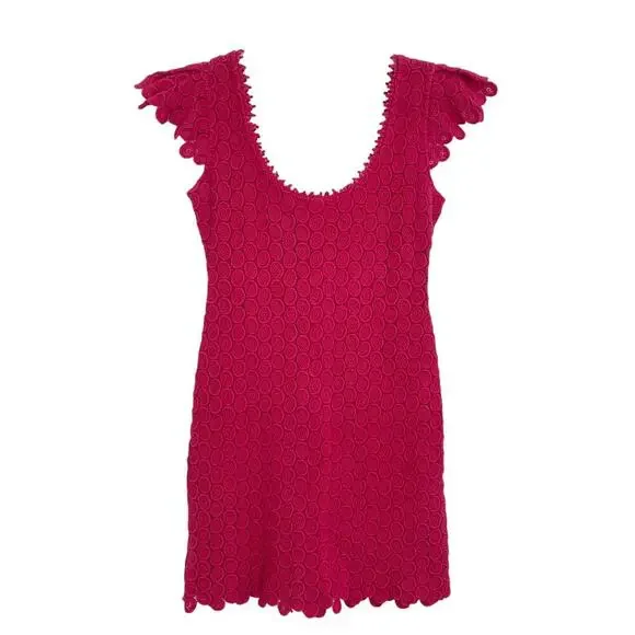 Yoana Baraschi | Dresses | Yoana Baraschi Fuchsia Pink Crochet Lace  Sleeveless Mini Dress Anthropologie 2 | Poshmark